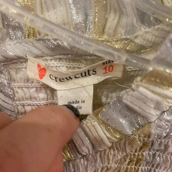 Crewcuts Ivory Metallic Smocked Shimmer Dress Silver Gold Holiday Size 10 EUC - Picture 3 of 3